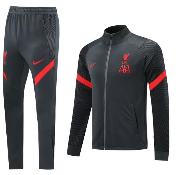 Liverpool Dark Grey Training Kits Jacket with Pants 2020/21